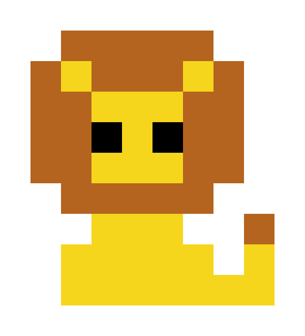 Front-facing lion pixel images